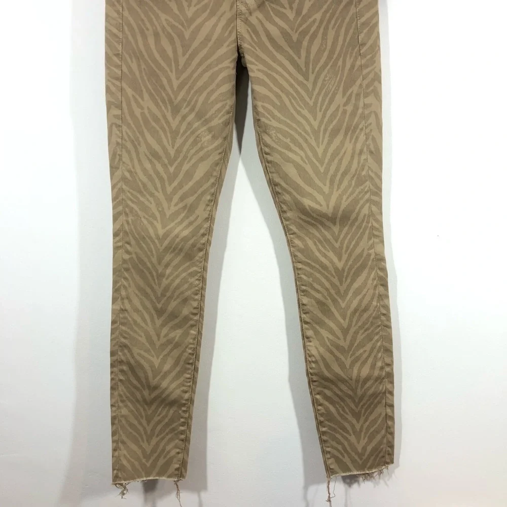 Mother Brown Tan Zebra Stripes Looker Ankle Jeans 25
